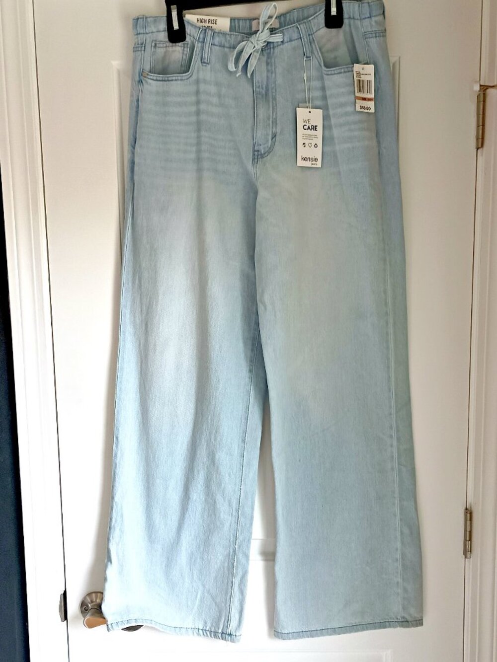 NEW! 88.00 KENSIE TIE WAIST HIGH RISE WIDE LEG JEANS